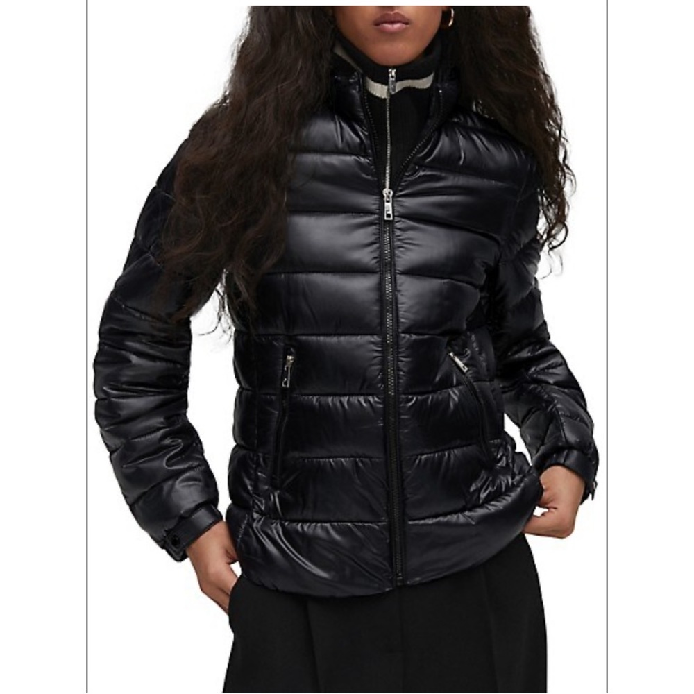 BNWOT Mango black zip-front puffer
